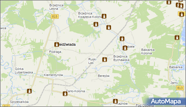 mapa Brzeźnica Bychawska-Kolonia, Brzeźnica Bychawska-Kolonia na mapie Targeo