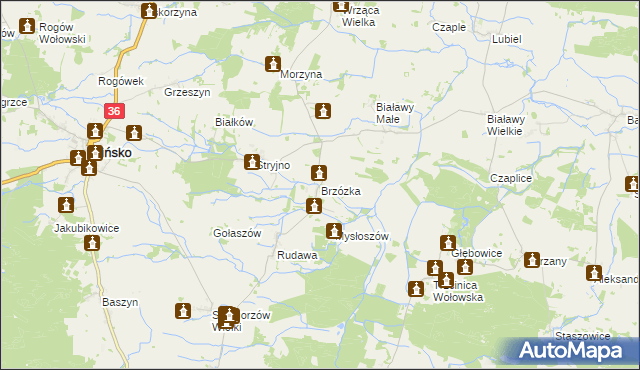 mapa Brzózka gmina Wińsko, Brzózka gmina Wińsko na mapie Targeo