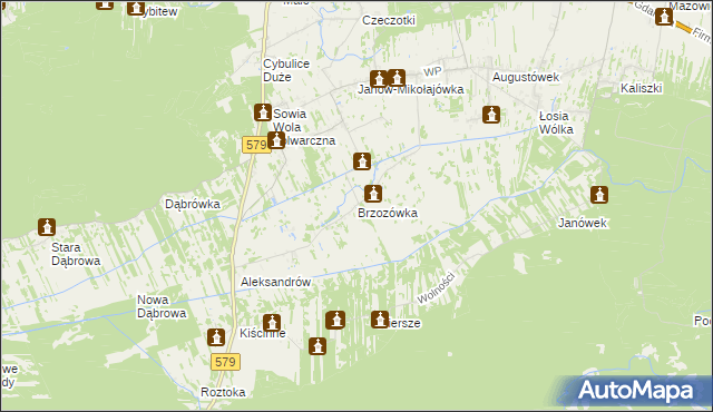 mapa Brzozówka gmina Czosnów, Brzozówka gmina Czosnów na mapie Targeo