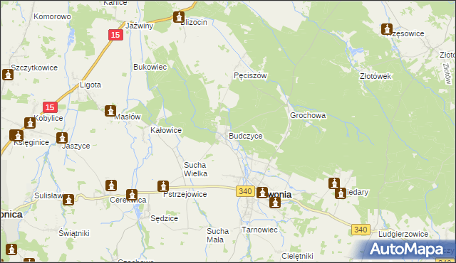 mapa Budczyce, Budczyce na mapie Targeo