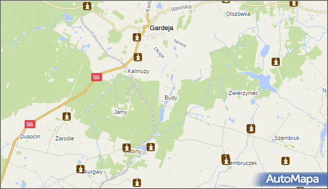 mapa Budy gmina Rogóźno, Budy gmina Rogóźno na mapie Targeo