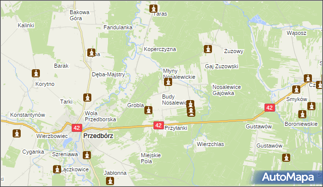 mapa Budy Nosalewickie, Budy Nosalewickie na mapie Targeo