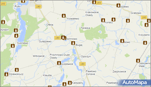 mapa Bugaj gmina Margonin, Bugaj gmina Margonin na mapie Targeo