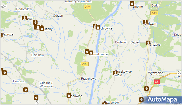 mapa Buszkowice gmina Ścinawa, Buszkowice gmina Ścinawa na mapie Targeo