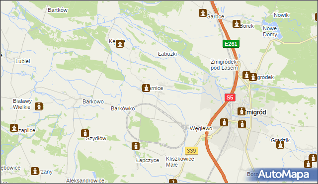 mapa Bychowo gmina Żmigród, Bychowo gmina Żmigród na mapie Targeo