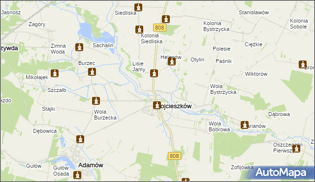 mapa Bystrzyca gmina Wojcieszków, Bystrzyca gmina Wojcieszków na mapie Targeo