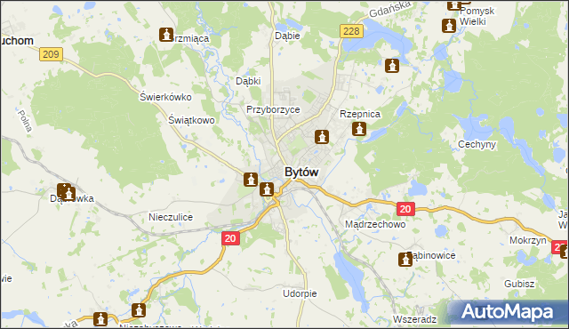 mapa Bytów, Bytów na mapie Targeo