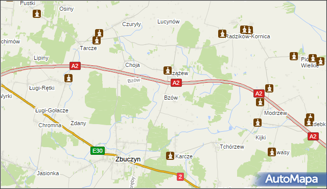 mapa Bzów, Bzów na mapie Targeo