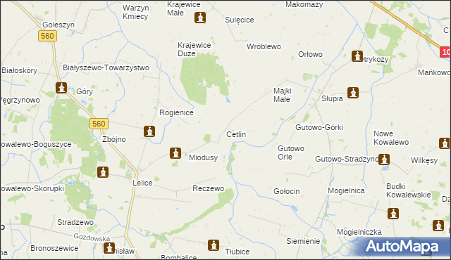 mapa Cetlin, Cetlin na mapie Targeo