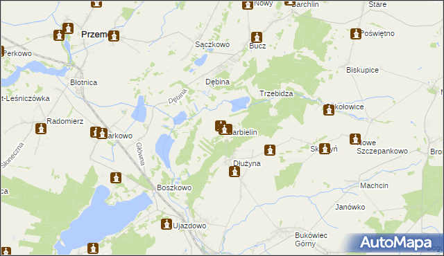 mapa Charbielin gmina Włoszakowice, Charbielin gmina Włoszakowice na mapie Targeo