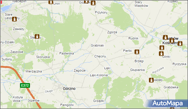 mapa Chęciny gmina Górzno, Chęciny gmina Górzno na mapie Targeo