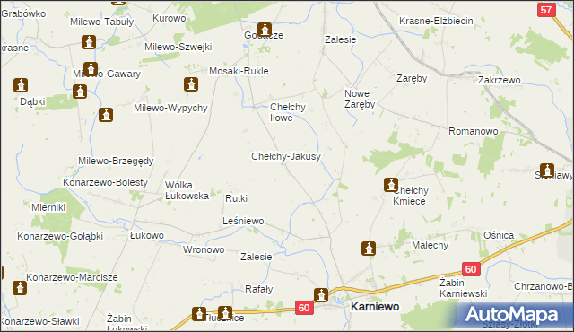 mapa Chełchy-Klimki, Chełchy-Klimki na mapie Targeo