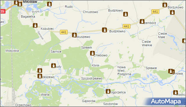 mapa Chlebowo gmina Miłosław, Chlebowo gmina Miłosław na mapie Targeo