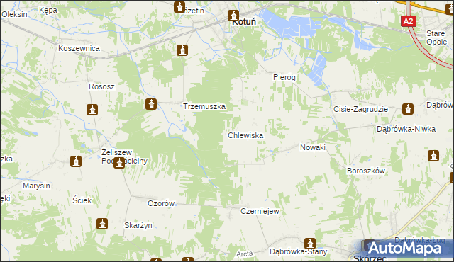 mapa Chlewiska gmina Kotuń, Chlewiska gmina Kotuń na mapie Targeo