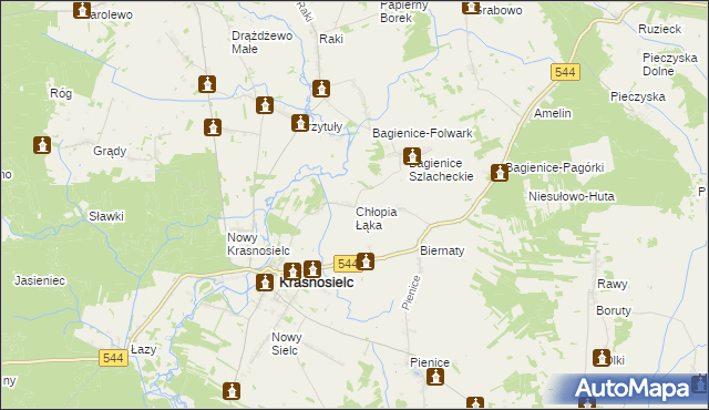 mapa Chłopia Łąka, Chłopia Łąka na mapie Targeo