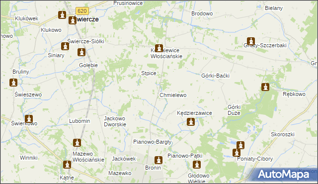 mapa Chmielewo gmina Świercze, Chmielewo gmina Świercze na mapie Targeo