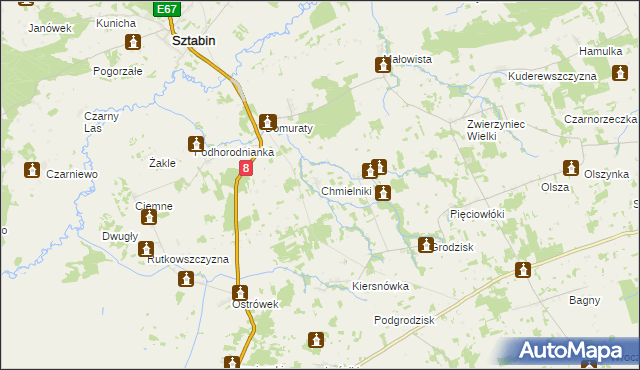 mapa Chmielniki gmina Suchowola, Chmielniki gmina Suchowola na mapie Targeo