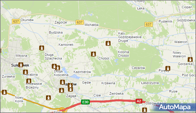 mapa Chobot gmina Halinów, Chobot gmina Halinów na mapie Targeo