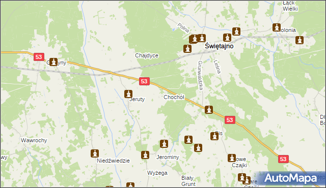 mapa Chochół gmina Świętajno, Chochół gmina Świętajno na mapie Targeo