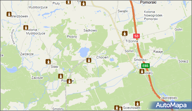 mapa Chocień, Chocień na mapie Targeo