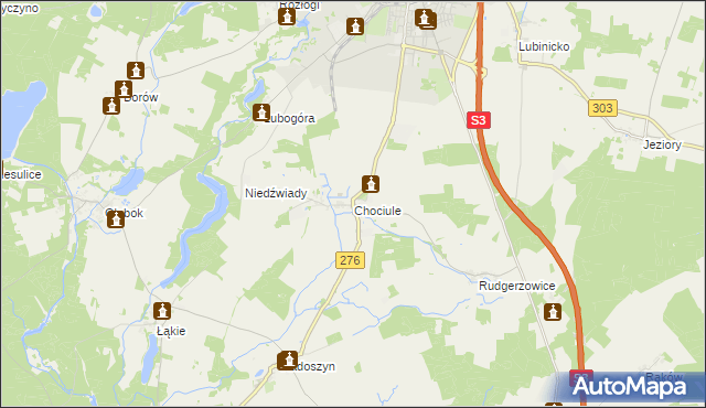 mapa Chociule, Chociule na mapie Targeo