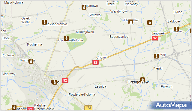 mapa Chojny gmina Koło, Chojny gmina Koło na mapie Targeo