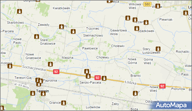 mapa Cholewy gmina Błonie, Cholewy gmina Błonie na mapie Targeo