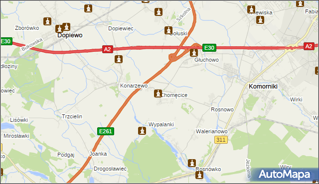 mapa Chomęcice, Chomęcice na mapie Targeo