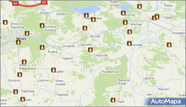 mapa Choszcze, Choszcze na mapie Targeo