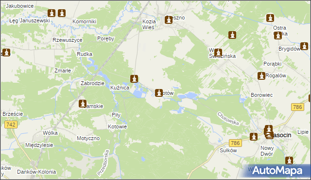 mapa Chotów gmina Krasocin, Chotów gmina Krasocin na mapie Targeo