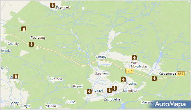 mapa Chrapy, Chrapy na mapie Targeo