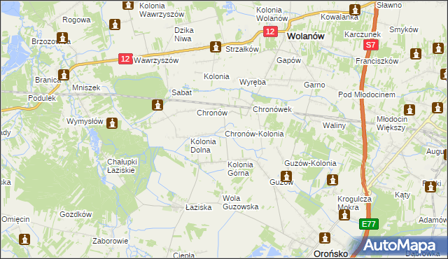 mapa Chronów-Kolonia, Chronów-Kolonia na mapie Targeo