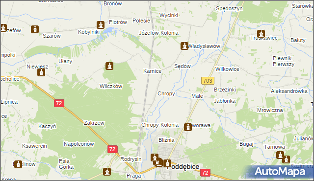 mapa Chropy, Chropy na mapie Targeo