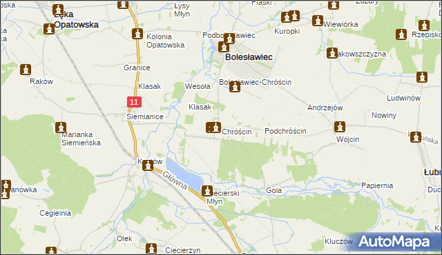 mapa Chróścin, Chróścin na mapie Targeo