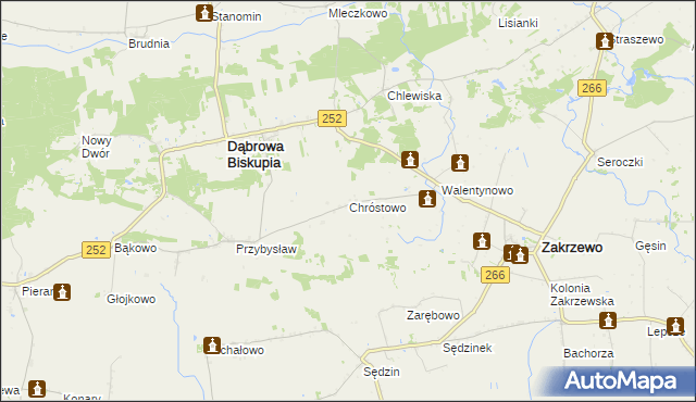 mapa Chróstowo gmina Dąbrowa Biskupia, Chróstowo gmina Dąbrowa Biskupia na mapie Targeo