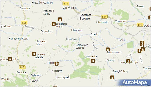 mapa Chrostowo Wielkie, Chrostowo Wielkie na mapie Targeo