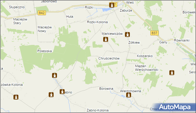 mapa Chruściechów gmina Żółkiewka, Chruściechów gmina Żółkiewka na mapie Targeo