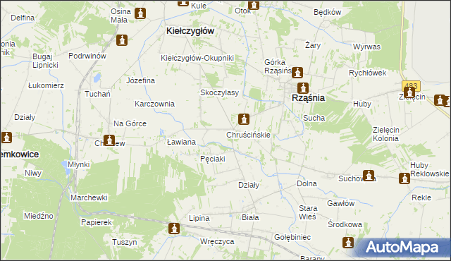 mapa Chruścińskie, Chruścińskie na mapie Targeo