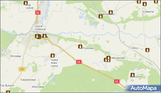 mapa Chrustowo gmina Ujście, Chrustowo gmina Ujście na mapie Targeo