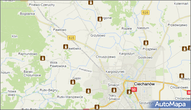 mapa Chruszczewo, Chruszczewo na mapie Targeo