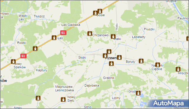 mapa Chrzczony gmina Rzewnie, Chrzczony gmina Rzewnie na mapie Targeo