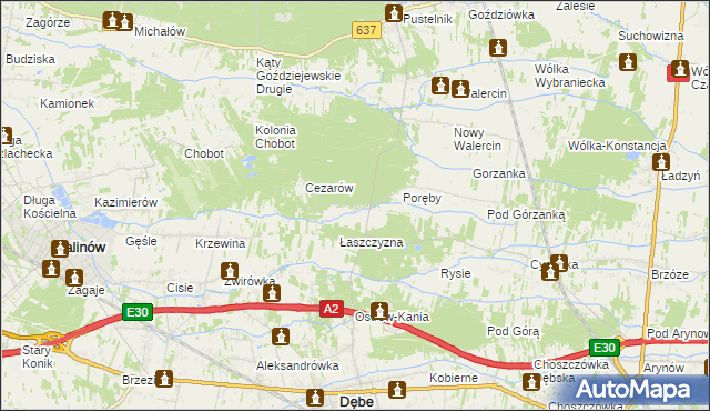 mapa Cięciwa gmina Dębe Wielkie, Cięciwa gmina Dębe Wielkie na mapie Targeo