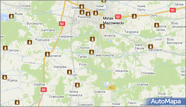 mapa Cielechowizna, Cielechowizna na mapie Targeo