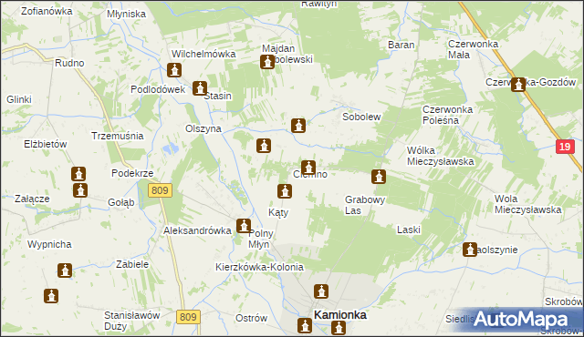 mapa Ciemno gmina Kamionka, Ciemno gmina Kamionka na mapie Targeo