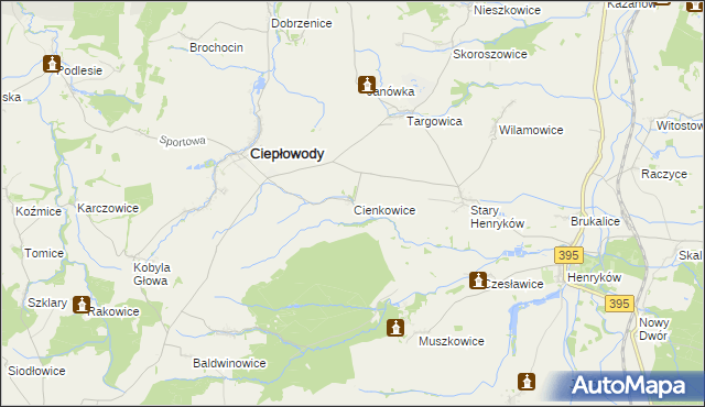 mapa Cienkowice, Cienkowice na mapie Targeo