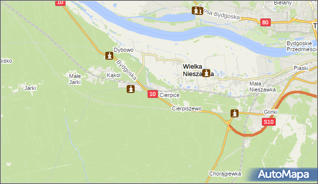 mapa Cierpice gmina Wielka Nieszawka, Cierpice gmina Wielka Nieszawka na mapie Targeo