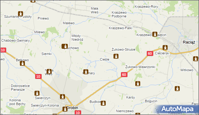 mapa Cieśle gmina Drobin, Cieśle gmina Drobin na mapie Targeo