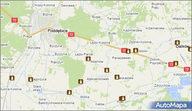 mapa Ciężków gmina Poddębice, Ciężków gmina Poddębice na mapie Targeo