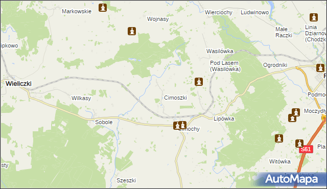 mapa Cimoszki, Cimoszki na mapie Targeo