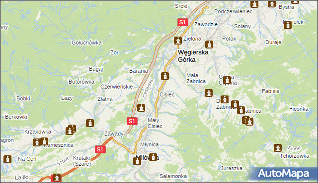 mapa Cisiec, Cisiec na mapie Targeo